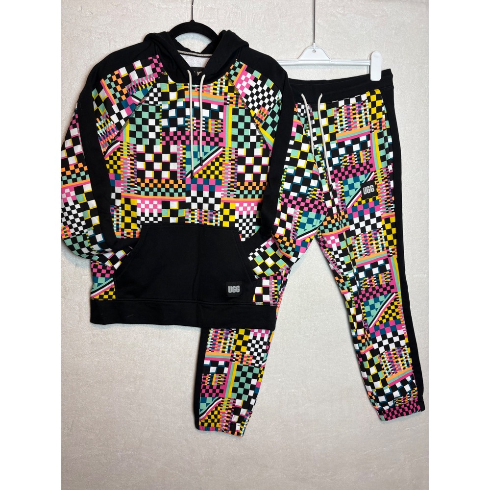 UGG Terrance Check Hoodie Malachi Joggers Tracksuit Set retro streetwear RARE